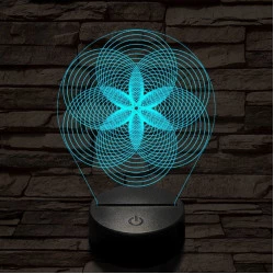Gráf virág 7 színű  3D led lámpa