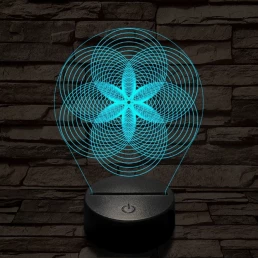 Gráf virág 7 színű  3D led lámpa