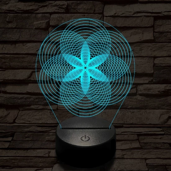 Gráf virág 7 színű  3D led lámpa