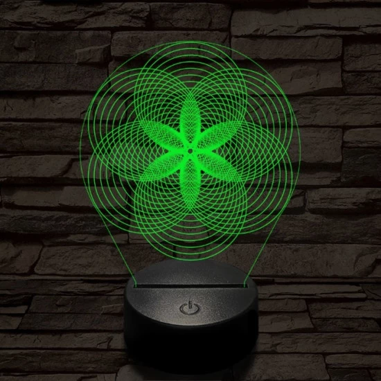 Gráf virág 7 színű  3D led lámpa