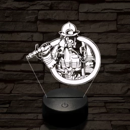Tűzoltó lánglovag 7 színű  3D led lámpa