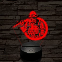 Tűzoltó lánglovag 7 színű  3D led lámpa