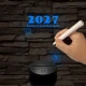 Írható rajzolható Boldog Újévet tábla - 7 színű 3D led lámpa 