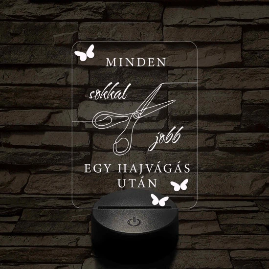 Minden jobb egy hajvágás után – 7 színű, színváltós fodrász 3D LED lámpa