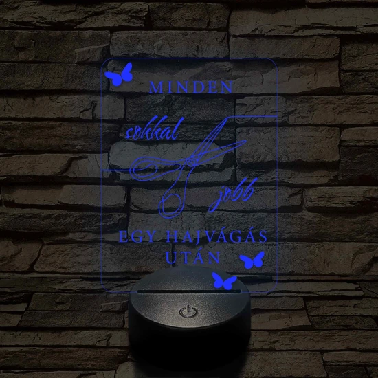 Minden jobb egy hajvágás után – 7 színű, színváltós fodrász 3D LED lámpa