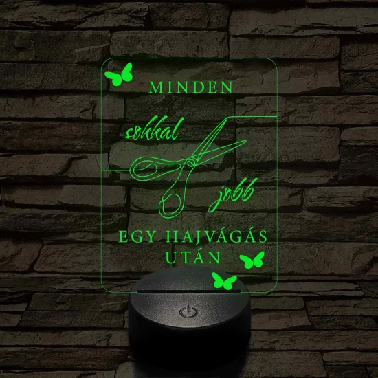 Minden jobb egy hajvágás után – 7 színű, színváltós fodrász 3D LED lámpa