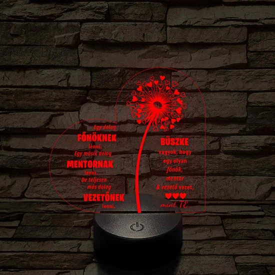 Főnök – Mentor – Vezető – 7 színű, színváltós 3D LED lámpa (egyes számban)