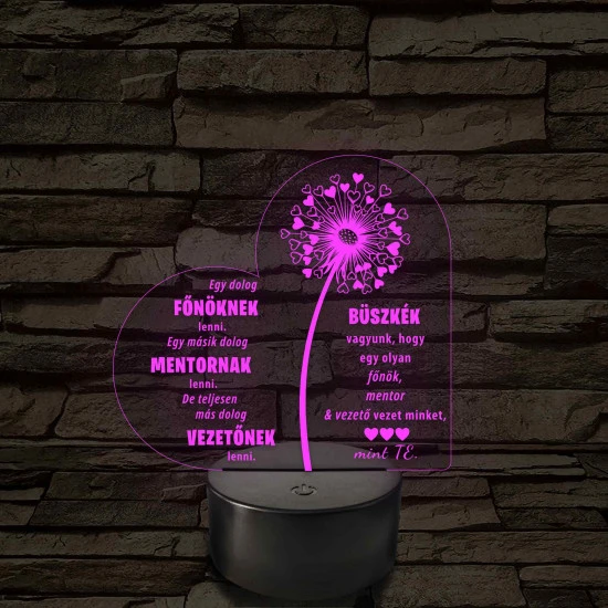 Főnök – Mentor – Vezető – 7 színű, színváltós 3D LED lámpa (többes számú megfogalmazással!)