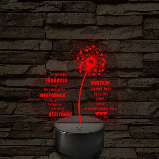 Főnök – Mentor – Vezető – 7 színű, színváltós 3D LED lámpa (többes számú megfogalmazással!)