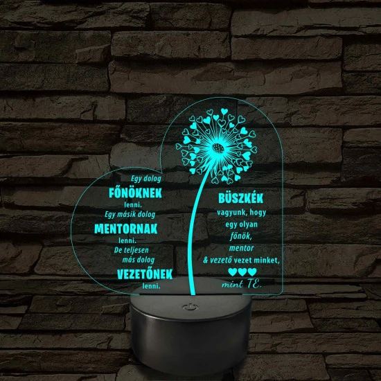 Főnök – Mentor – Vezető – 7 színű, színváltós 3D LED lámpa (többes számú megfogalmazással!)