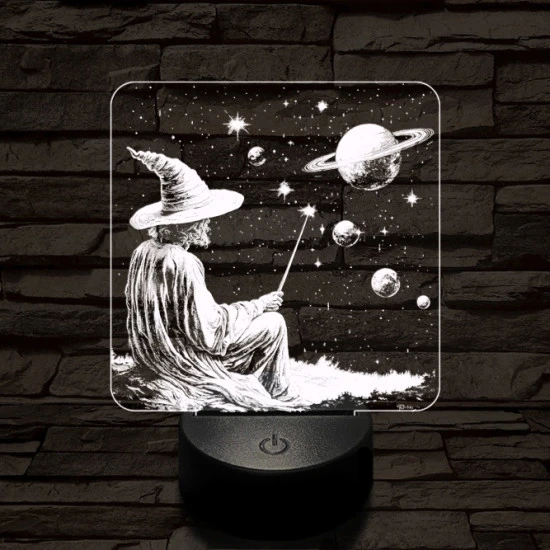 Űrvarázsló 7 színű, színváltós, valósághű  3D led lámpa