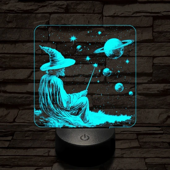 Űrvarázsló 7 színű, színváltós, valósághű  3D led lámpa