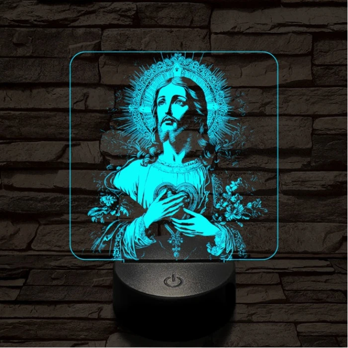Krisztus szíve 7 színű valósághű 3D led lámpa