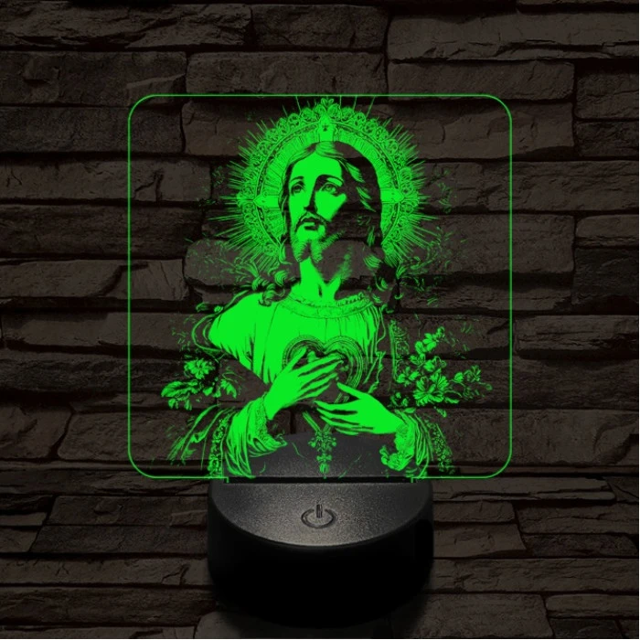 Krisztus szíve 7 színű valósághű 3D led lámpa