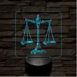 Jusztícia mérlege 7 színű valósághű 3D led lámpa
