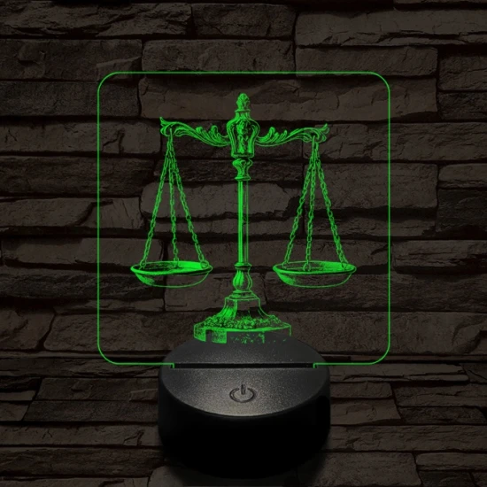 Jusztícia mérlege 7 színű valósághű 3D led lámpa