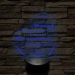 Nővéremnek – szívalakú, idézetes, 7 színű színváltós 3D LED lámpa