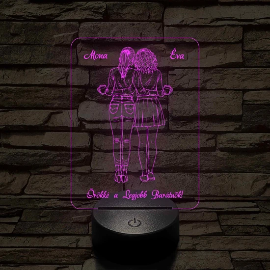 A legjobb barátnők – 7 színű, színváltós 3D LED lámpa
