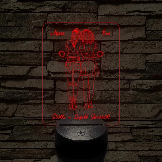 A legjobb barátnők – 7 színű, színváltós 3D LED lámpa