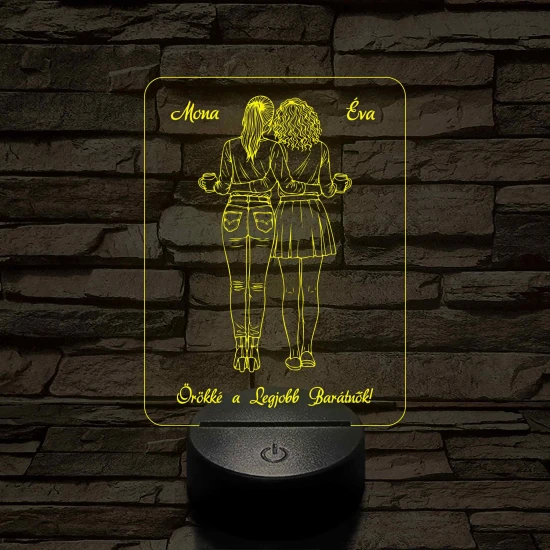 A legjobb barátnők – 7 színű, színváltós 3D LED lámpa
