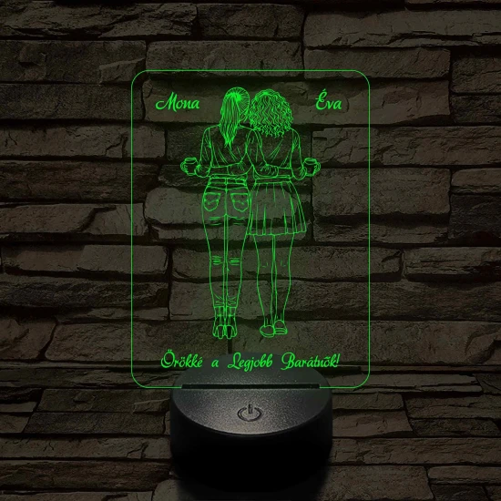 A legjobb barátnők – 7 színű, színváltós 3D LED lámpa
