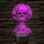 Atomfelhő koponyával – 7 színű, színváltós 3D LED lámpa