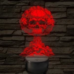 Atomfelhő koponyával – 7 színű, színváltós 3D LED lámpa