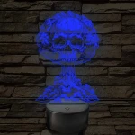 Atomfelhő koponyával – 7 színű, színváltós 3D LED lámpa