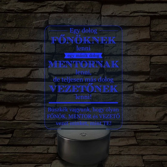 Főnök – Mentor – Vezető – 7 színű, színváltós 3D LED lámpa (többes számban)
