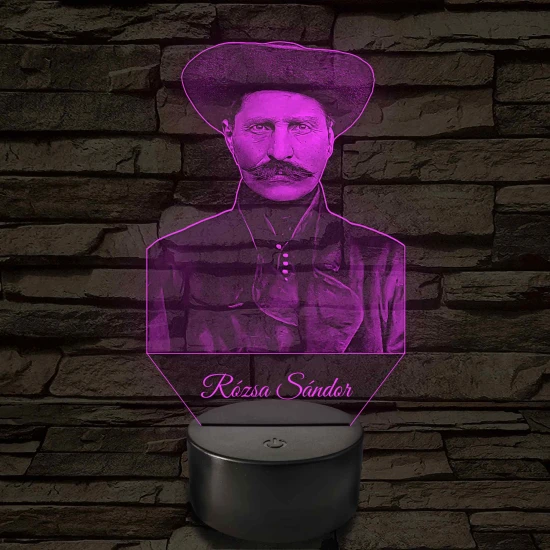 Rózsa Sándor portré – 7 színű, színváltós LED lámpa
