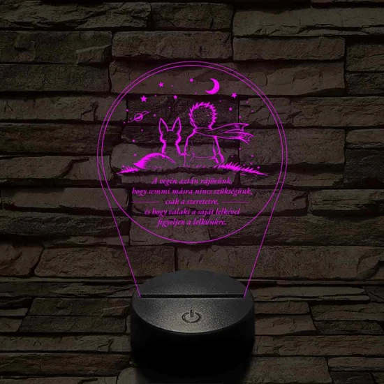 A Kis Herceg és a Róka – 7 színű, színváltós 3D LED lámpa