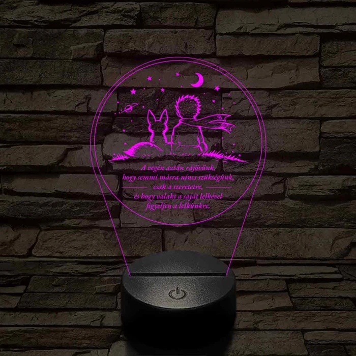 A Kis Herceg és a Róka – 7 színű, színváltós 3D LED lámpa