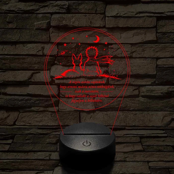 A Kis Herceg és a Róka – 7 színű, színváltós 3D LED lámpa