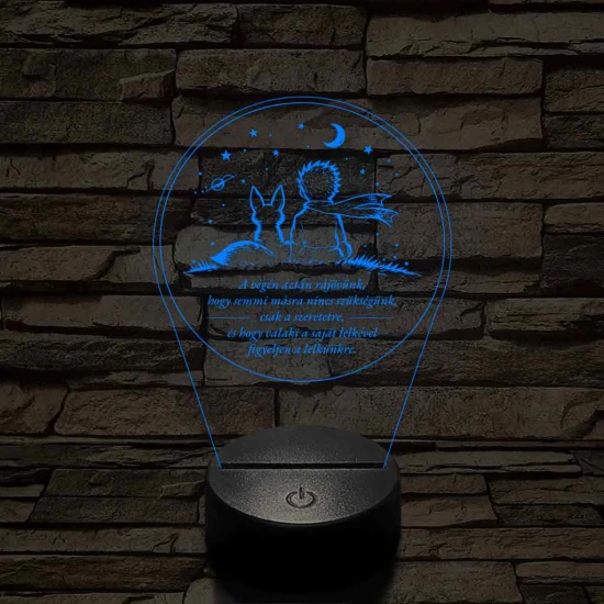 A Kis Herceg és a Róka – 7 színű, színváltós 3D LED lámpa