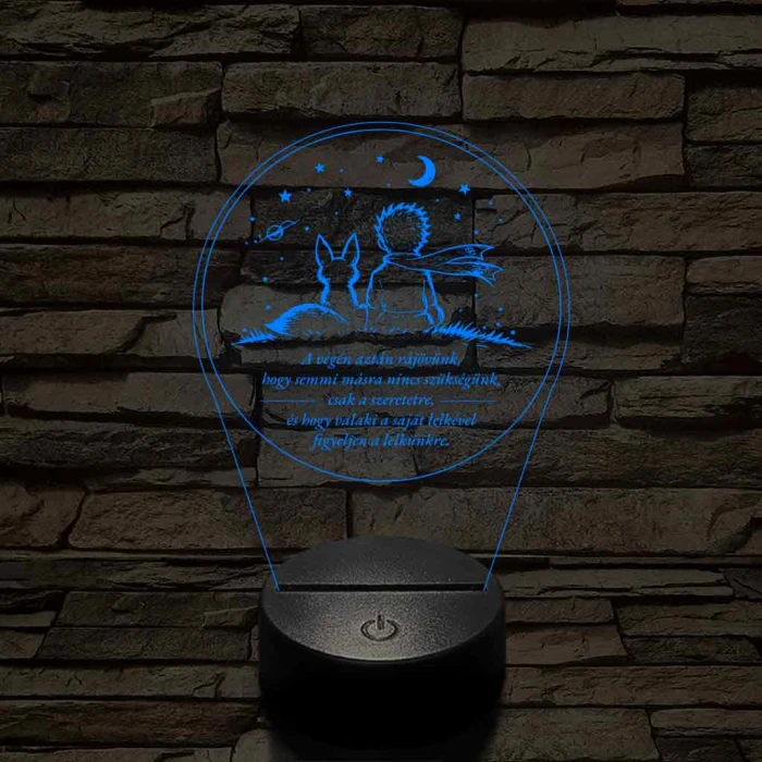 A Kis Herceg és a Róka – 7 színű, színváltós 3D LED lámpa