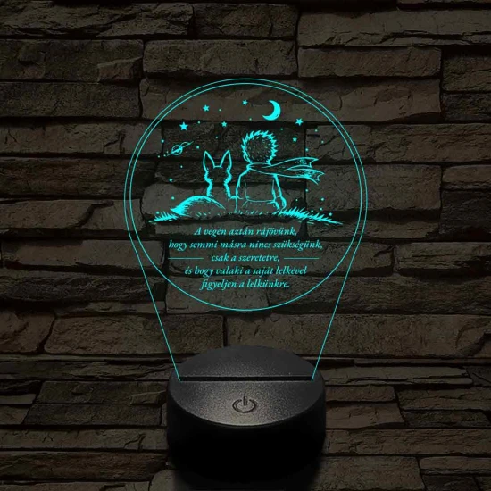 A Kis Herceg és a Róka – 7 színű, színváltós 3D LED lámpa