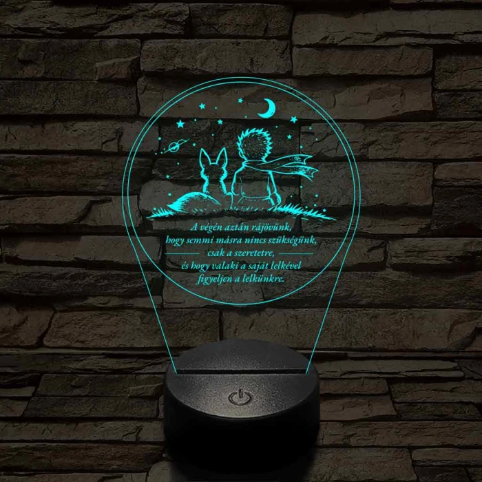 A Kis Herceg és a Róka – 7 színű, színváltós 3D LED lámpa