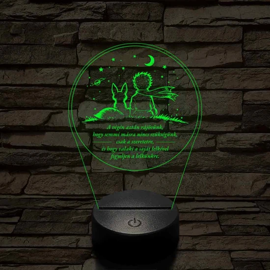 A Kis Herceg és a Róka – 7 színű, színváltós 3D LED lámpa