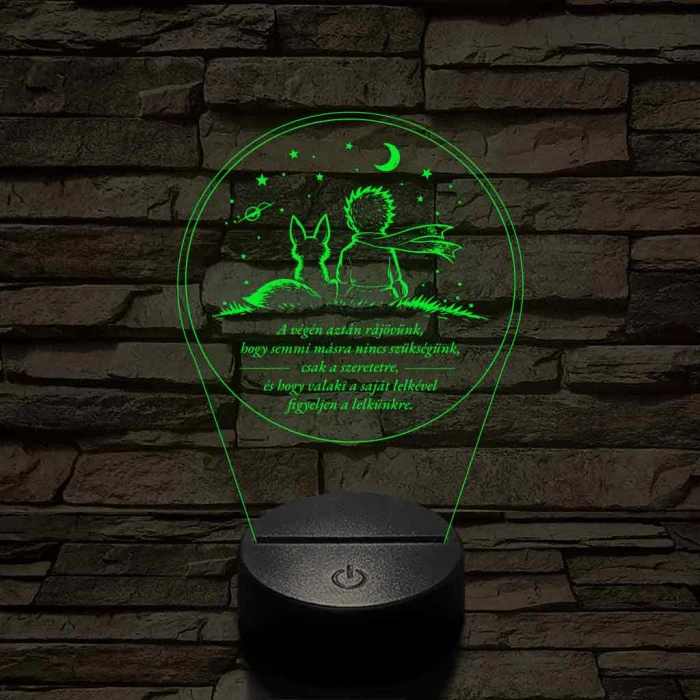 A Kis Herceg és a Róka – 7 színű, színváltós 3D LED lámpa