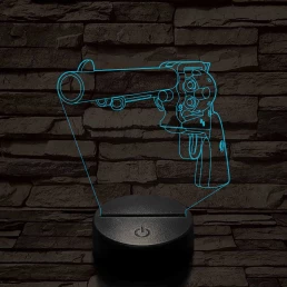 Colt revolver  7 színű  3D led lámpa