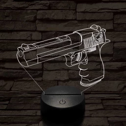 Desert eagle pisztoly 7 színű  3D led lámpa