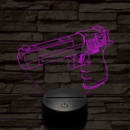 Desert eagle pisztoly 7 színű  3D led lámpa