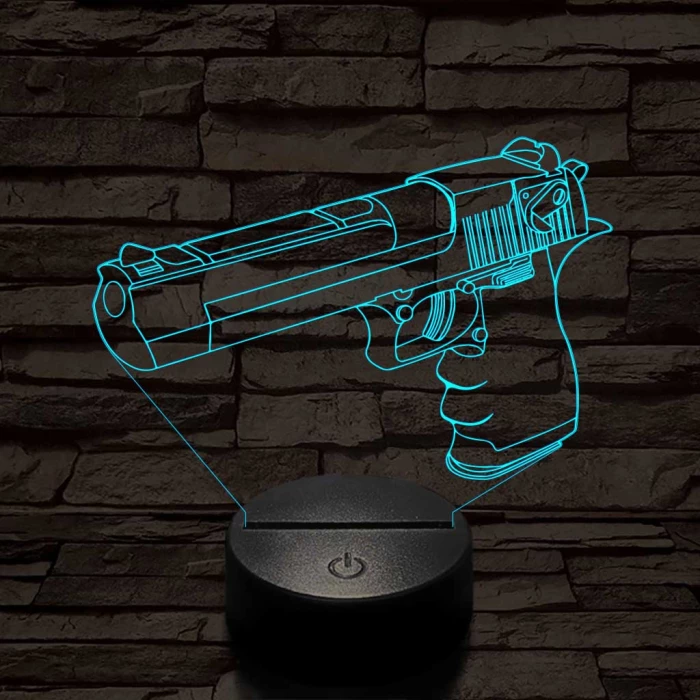 Desert eagle pisztoly 7 színű  3D led lámpa