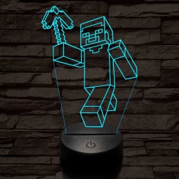 Minecraft figura 7 színű 3D led lámpa