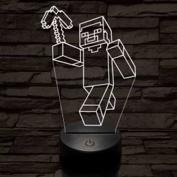Minecraft figura 7 színű 3D led lámpa