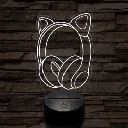 Gamer macskafüles fejhallgató 7 színű 3D led lámpa