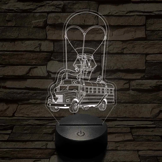 Fortnite Battle Bus 7 színű 3D led lámpa