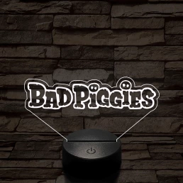Angry Birds - BadPiggies logo felirat 7 színű 3D led lámpa