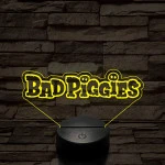 Angry Birds - BadPiggies logo felirat 7 színű 3D led lámpa