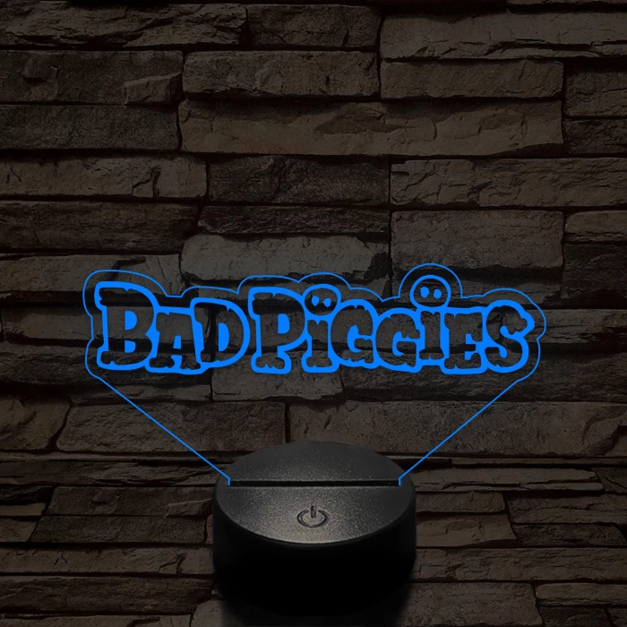 Angry Birds - BadPiggies logo felirat 7 színű 3D led lámpa